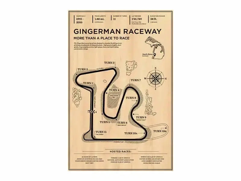 Vintage-style beige DecorBites™ poster featuring black ink line art of the monaco grand prix raceway layout and geography