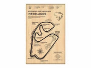 Vintage-style sepia monaco grand prix racing poster art featuring autódromo josé carlos pace interlagos track map