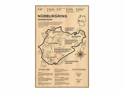 DecorBites™ monaco grand prix vintage wall art poster featuring a black ink race track map on beige paper
