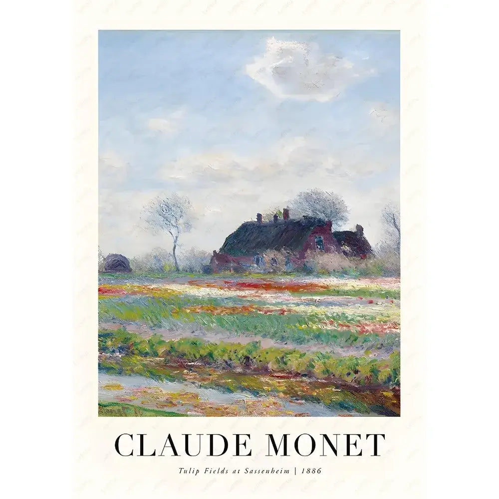 Decorbites monet wildflower poster print features monet 1886 tulip fields at sassenheim with vibrant colorful tulips