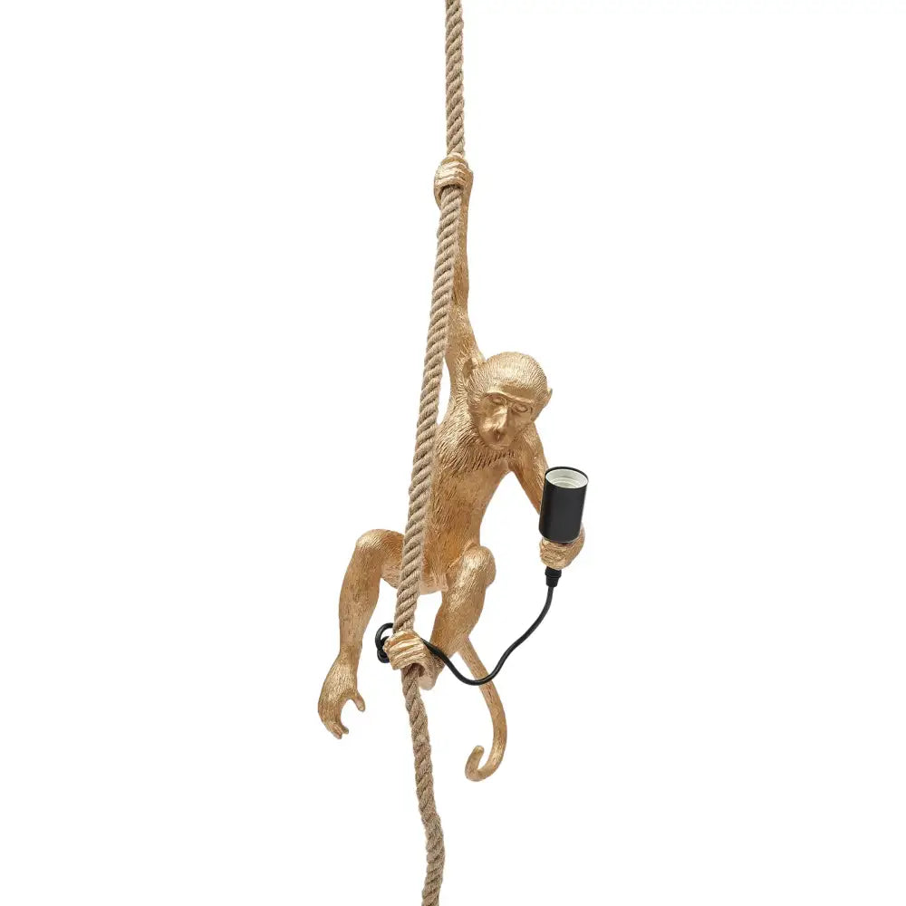 Golden monkey rope chandelier pendant light by decorbites featuring hemp rope details and black bulb holder