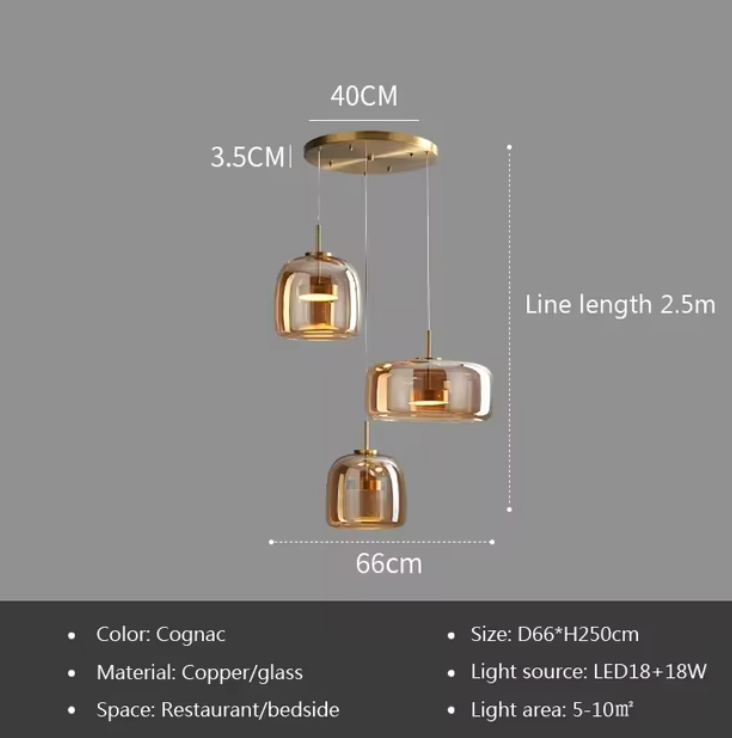 Moroccan Amber Modern Nordic Pendant Light - Amber / All three