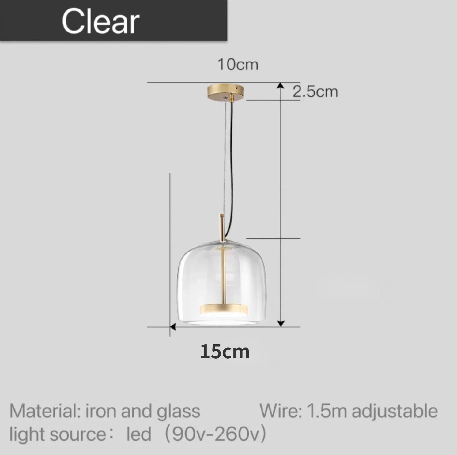 Moroccan Amber Modern Nordic Pendant Light - Clear / 15 cm (5.9’’ inches)
