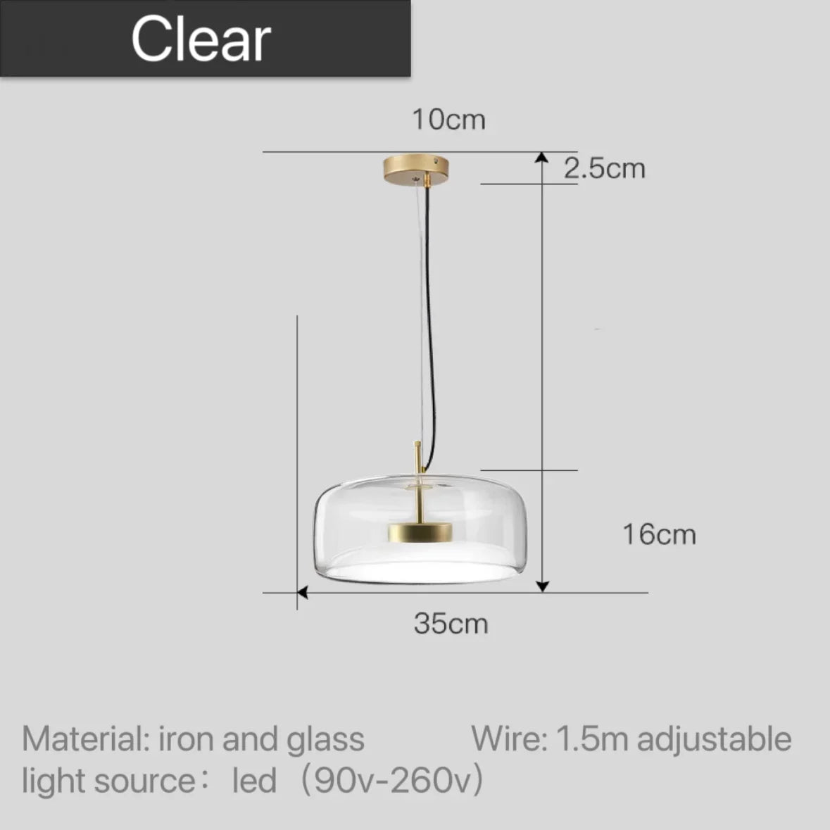 Moroccan Amber Modern Nordic Pendant Light - Clear / 35 cm (13.8’’ inches)