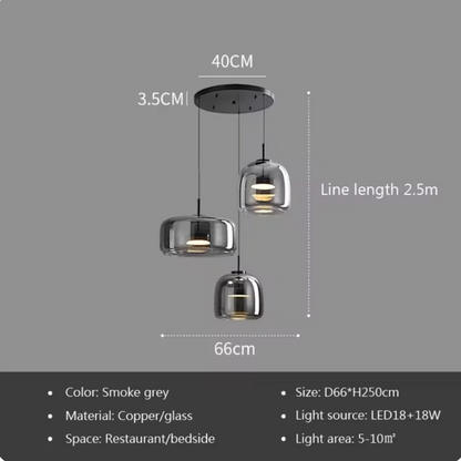 Moroccan Amber Modern Nordic Pendant Light - Grey / All three