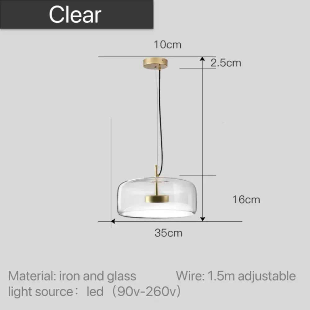 Decorbites™ moroccan amber modern nordic pendant light with clear glass shade brass iron fixture and adjustable black wire