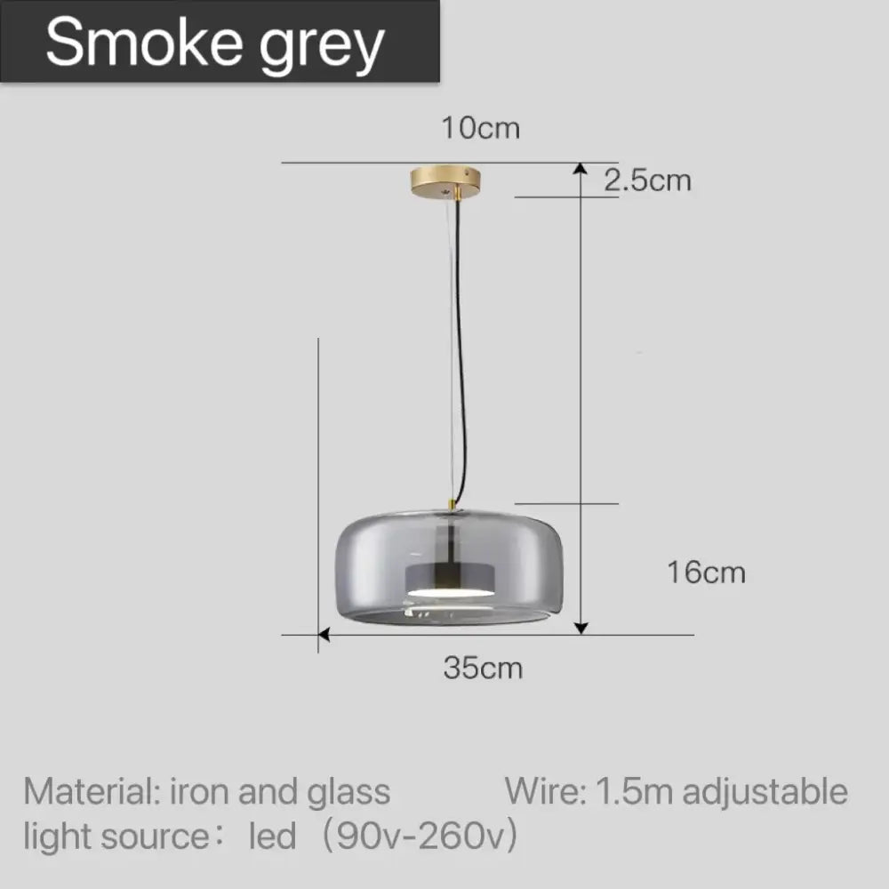 Decorbites™ moroccan amber modern nordic pendant light with smoke grey glass shade brass iron mount and led bulb