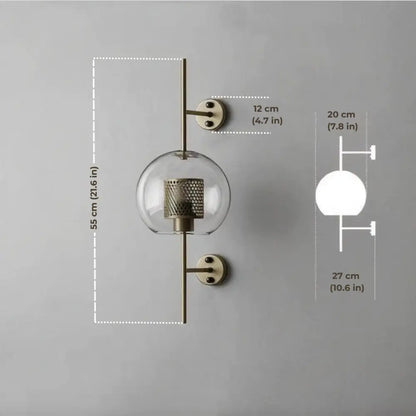Decorbites™ moroccan modern bathroom wall sconce with brass finish clear glass globe and textured metal shade