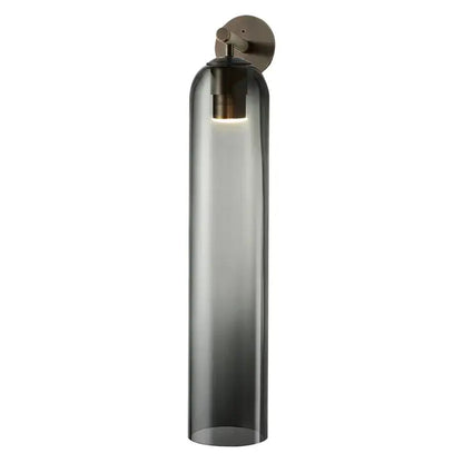 Decorbites™ sleek glass wall sconce with a tall cylindrical dark gray glass shade and brushed brass mount for led bulbs