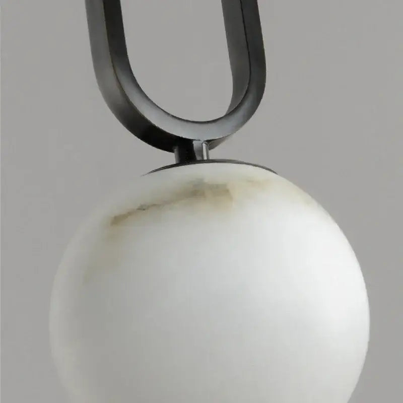Decorbites™ moroccan white marble hanging lamp with natural marble sphere pendant light and matte black metal fixture with led bulb