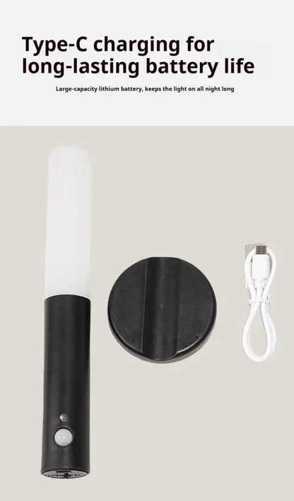 Decorbites™ black rechargeable led night light with motion sensor battery operated and charging cable included