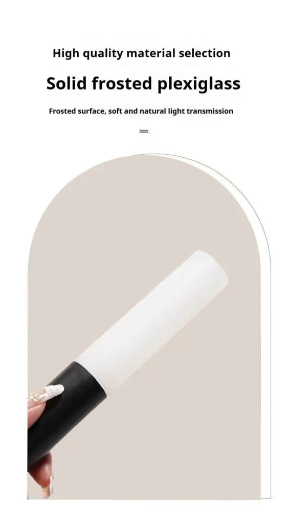 Frosted plexiglass tube detail of decorbites™ black motion sensor battery operated wall lamp