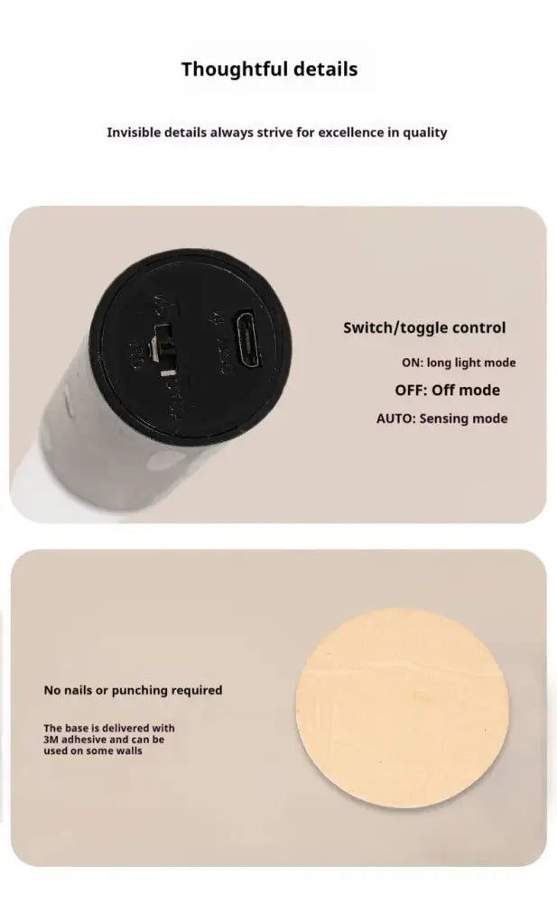 Details of a black decorbites motion sensor battery operated wall lamp light fixture showing sensor components