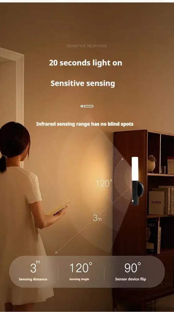 Decorbites™ motion sensor battery operated black wall lamp with motion sensor for energy efficient lighting