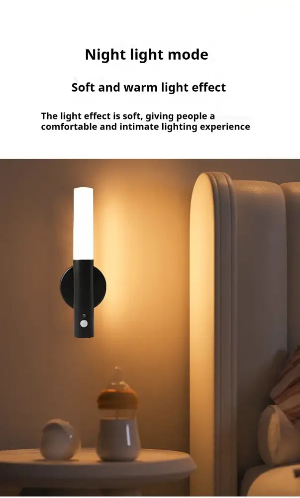 Decorbites™ black wall lamp with motion sensor battery operated functionality for convenient night lighting