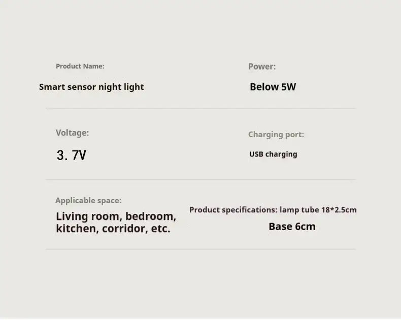 Decorbites™ black wall lamp with smart motion sensor battery operated night light specifications shown