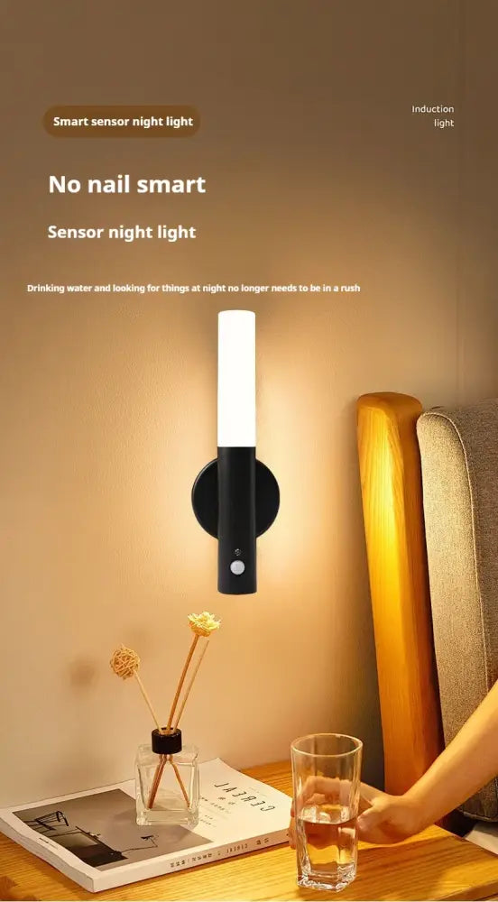Decorbites™ black wall lamp featuring motion sensor battery operated smart sensor night light design