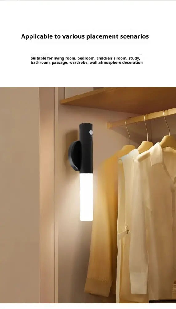 Decorbites™ motion sensor battery operated black wall lamp for wardrobe lighting with sensor battery operated technology
