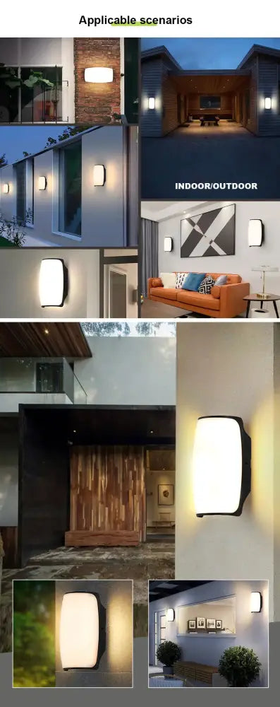 Modern black rectangular outdoor wall light with frosted diffuser and motion sensor by DecorBites™ for indoor and outdoor use