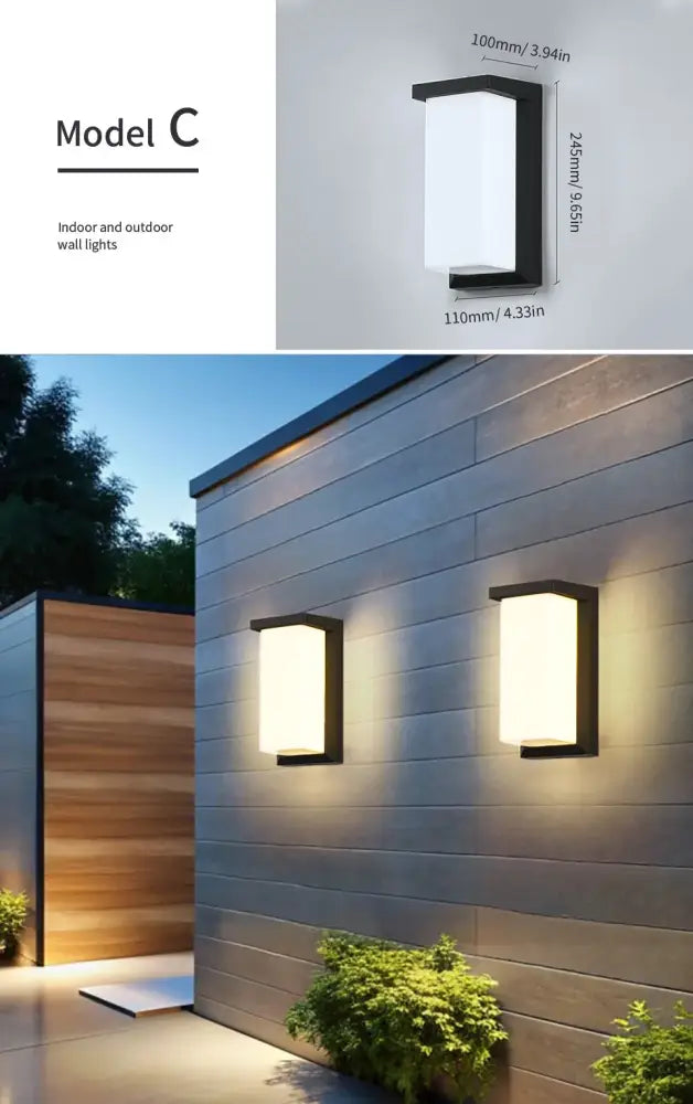 Modern rectangular black metal wall light with frosted glass diffuser and motion sensor for outdoor wall use by DecorBites