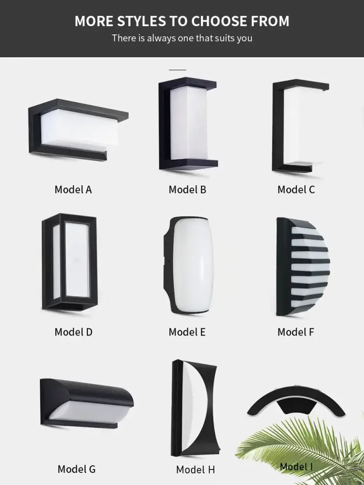 Decorbites motion sensor outdoor wall light with black frame frosted diffuser in modern geometric designs