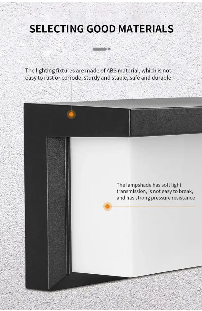 DecorBites™ black outdoor wall light fixture with white abs lampshade and motion sensor for modern exterior lighting