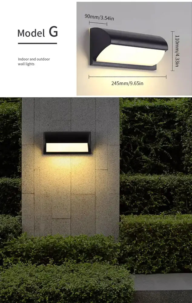 Decorbites™ black rectangular outdoor wall light with motion sensor and warm white led illumination, modern design