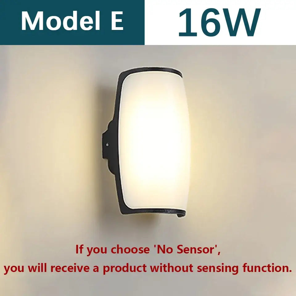 Decorbites motion sensor outdoor wall light with black frame frosted glass diffuser modern waterproof wall light