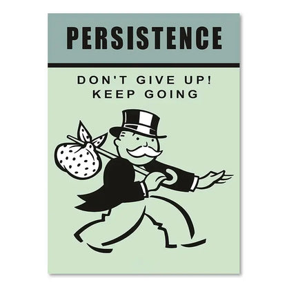 Motivational Monopoly Millionaire Cartoon Canvas Wall Art - 50x70cm No Frame / S8TM0003-02 - Posters