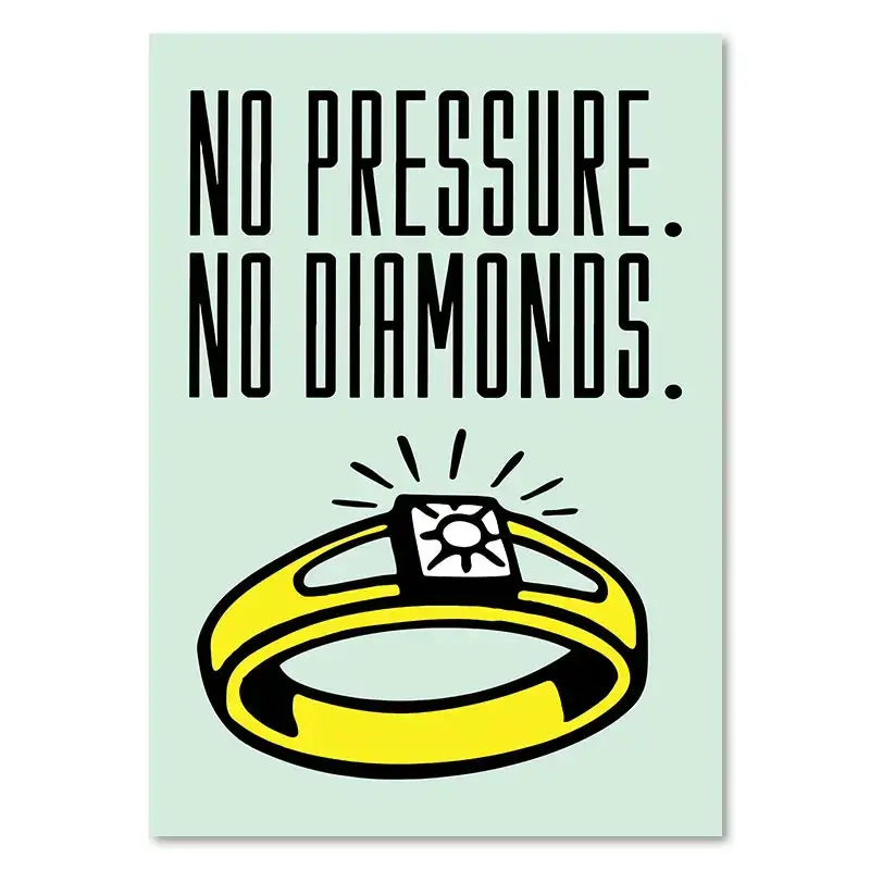 Yellow cartoon ring with square diamond centerpiece on decorbites motivational monopoly millionaire canvas wall art