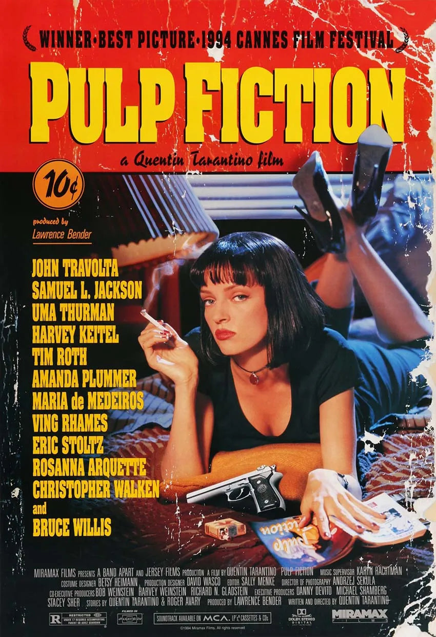 Movie Pulp Fiction Canvas Wall Art - Burgundy / 20x30cm No Frame - Posters