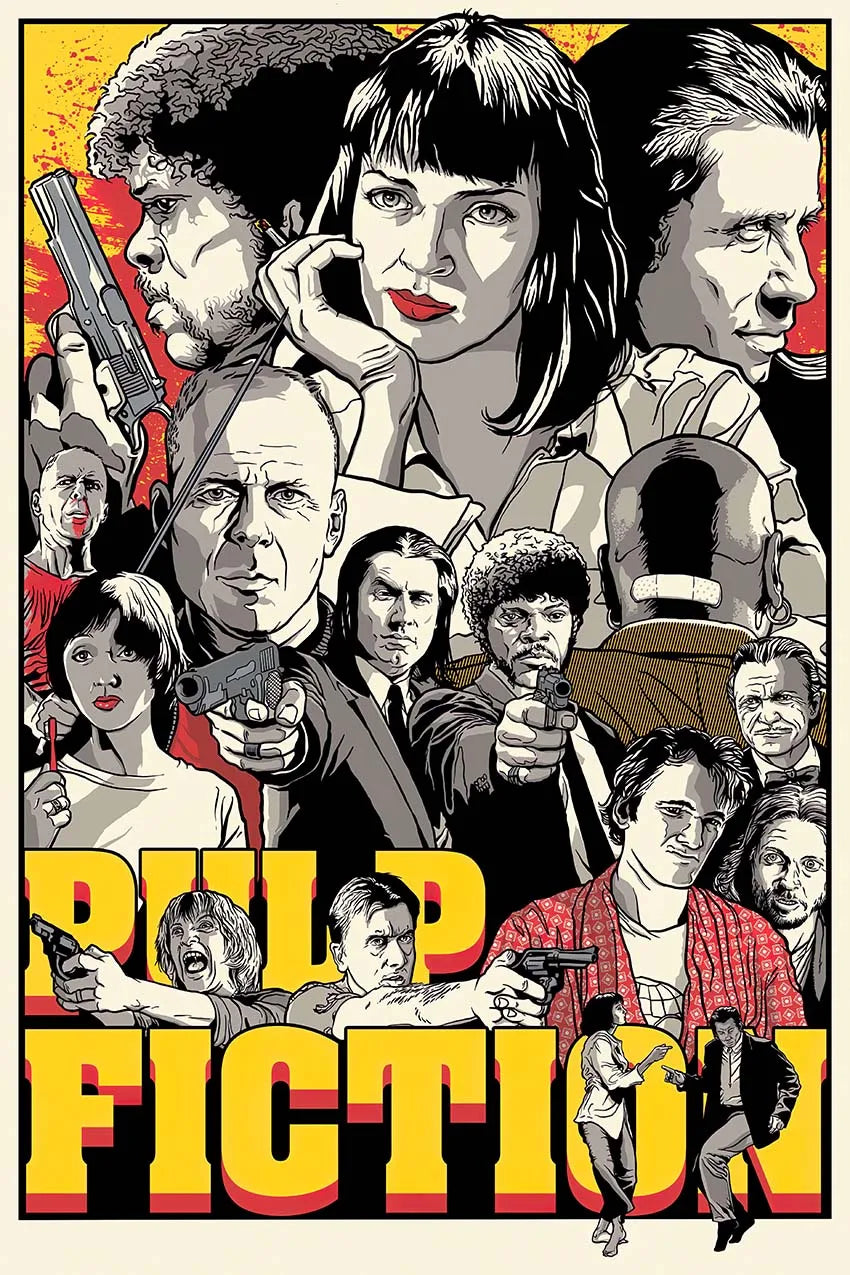 Movie Pulp Fiction Canvas Wall Art - Light Grey / 20x30cm No Frame - Posters
