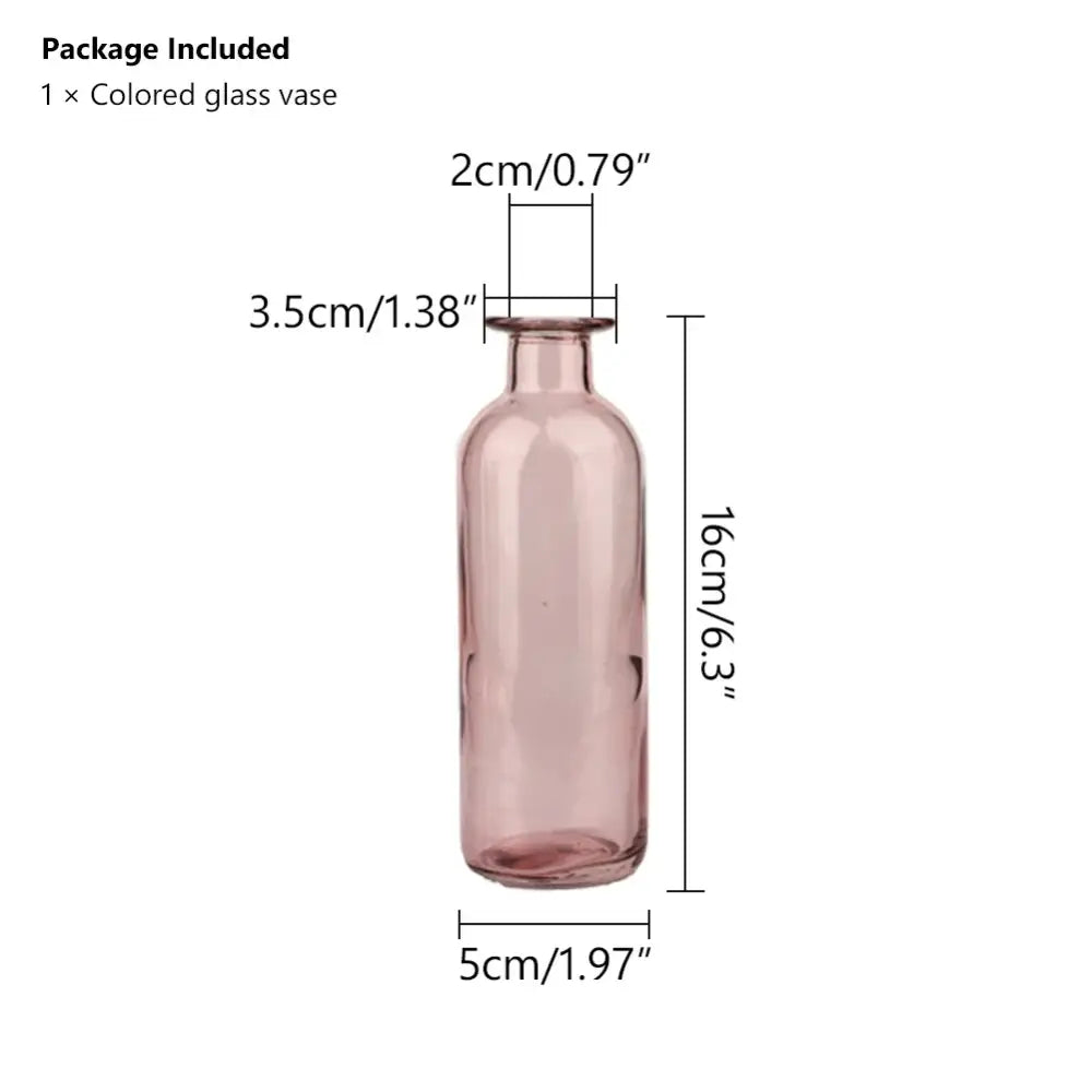 DecorBites™ slender translucent pink glass vase with 2cm opening ideal as a flower pot and home decoration