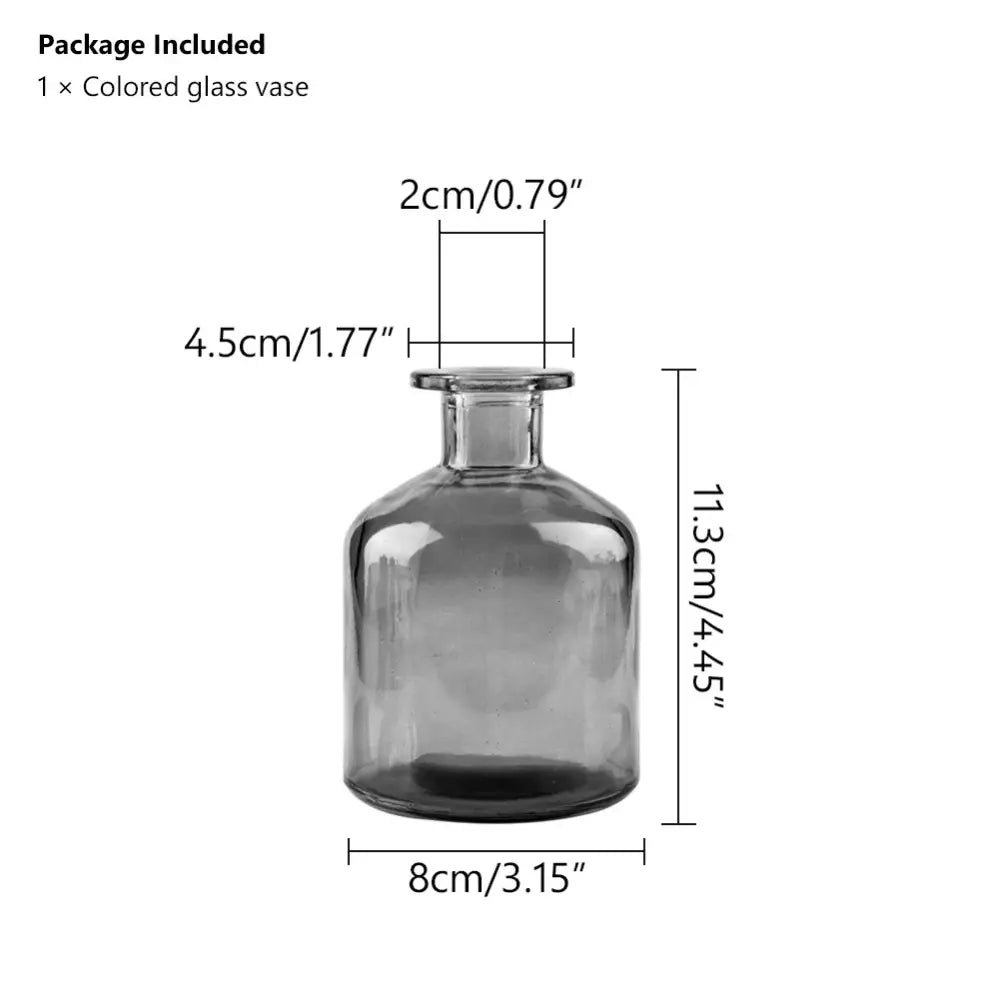 Decorbites™ multicolor european translucent gray glass vase with 2cm opening and rounded body for flower pot use