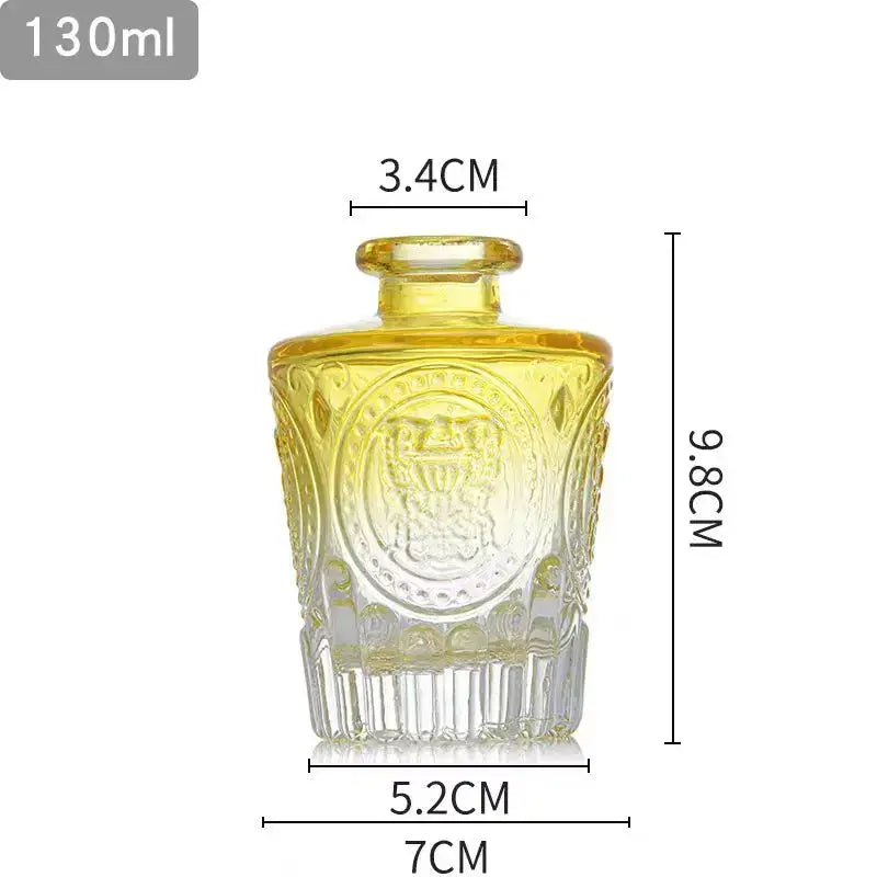 Decorbites™ multicolor translucent yellow glass vase with embossed design and 2cm opening for flower pot use