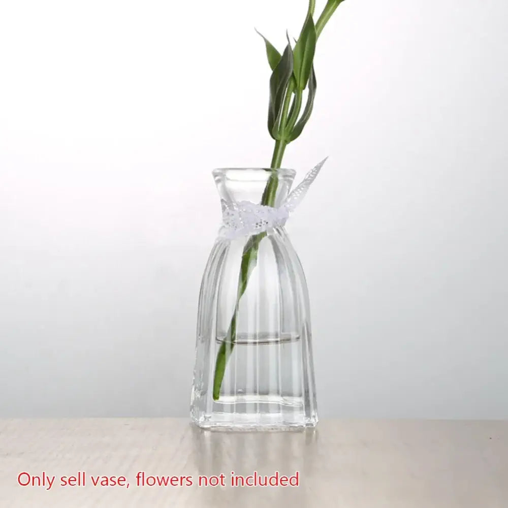 DecorBites™ multicolor european glass vase with vertical ridges and white lace ribbon opening 2cm flower pot