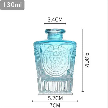 Decorbites™ multicolor european glass vase with translucent light blue embossed crest and 2cm opening flower pot