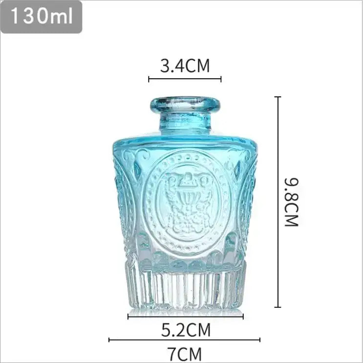 Decorbites™ multicolor european glass vase with translucent light blue embossed crest and 2cm opening flower pot