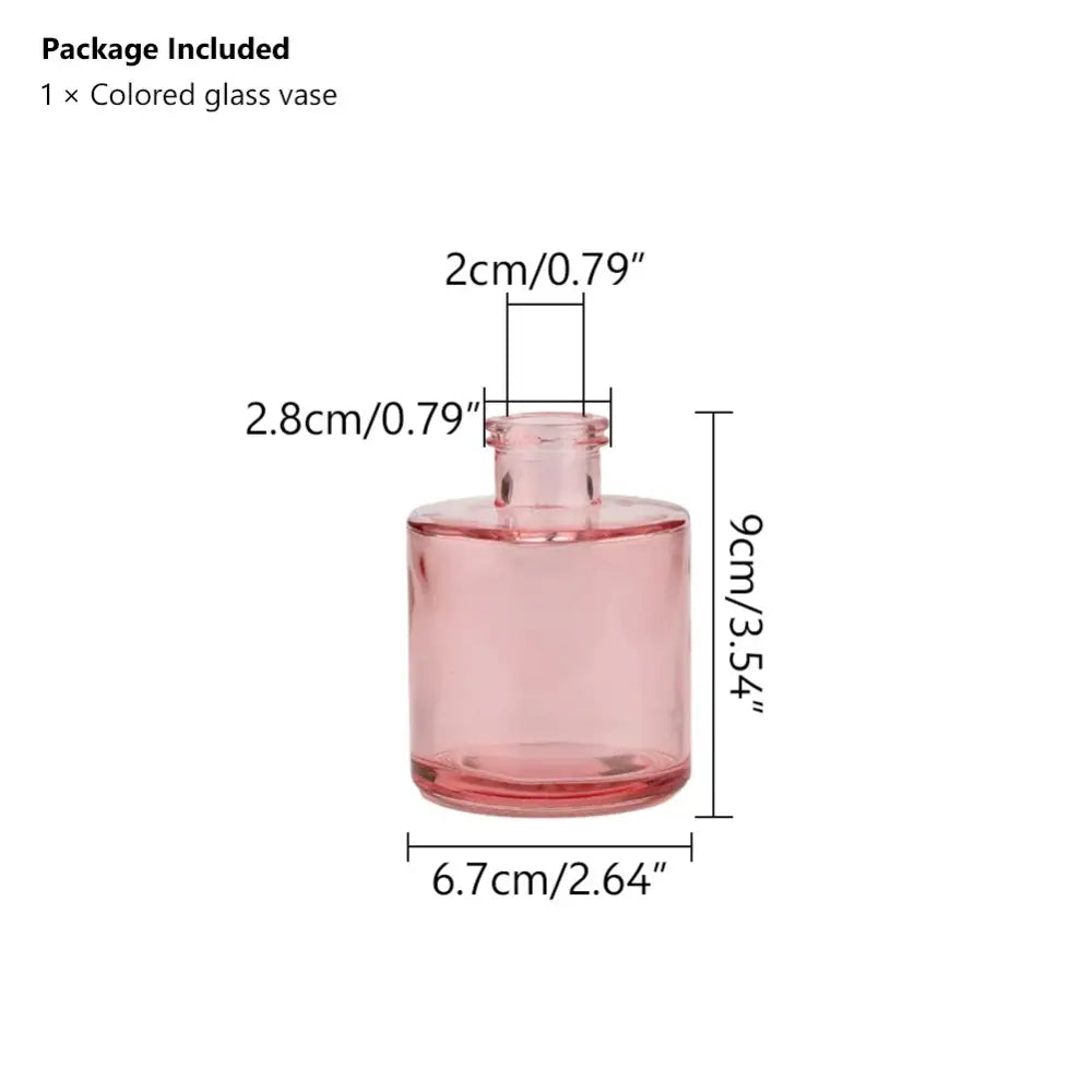 Decorbites™ translucent pink glass vase with opening 2cm and rounded body ideal as a flower pot and home gift