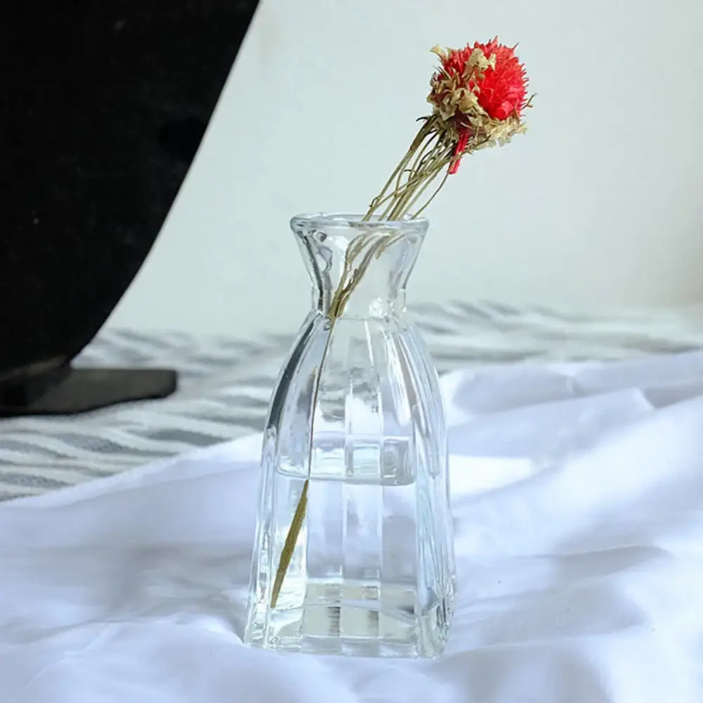 DecorBites™ multicolor European glass vase with 2cm opening holding a single dried flower, ideal as a flower pot