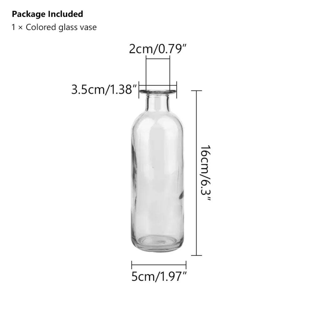 Clear glass vase with a slender neck and rounded body opening 2cm by decorbites™ ideal as a flower pot and home gift