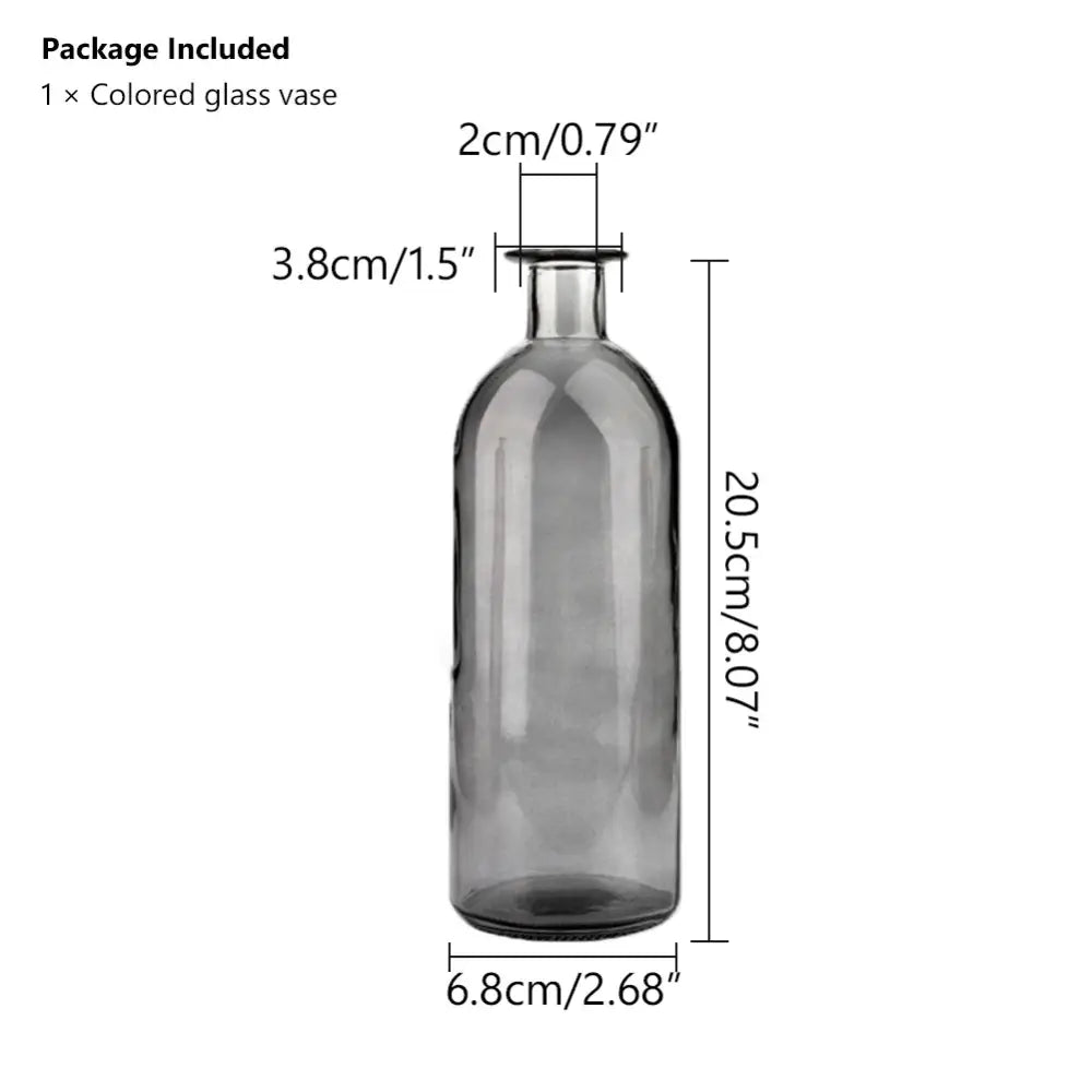 DecorBites™ multicolor translucent gray glass vase with slender neck 2cm opening ideal flower pot decoration