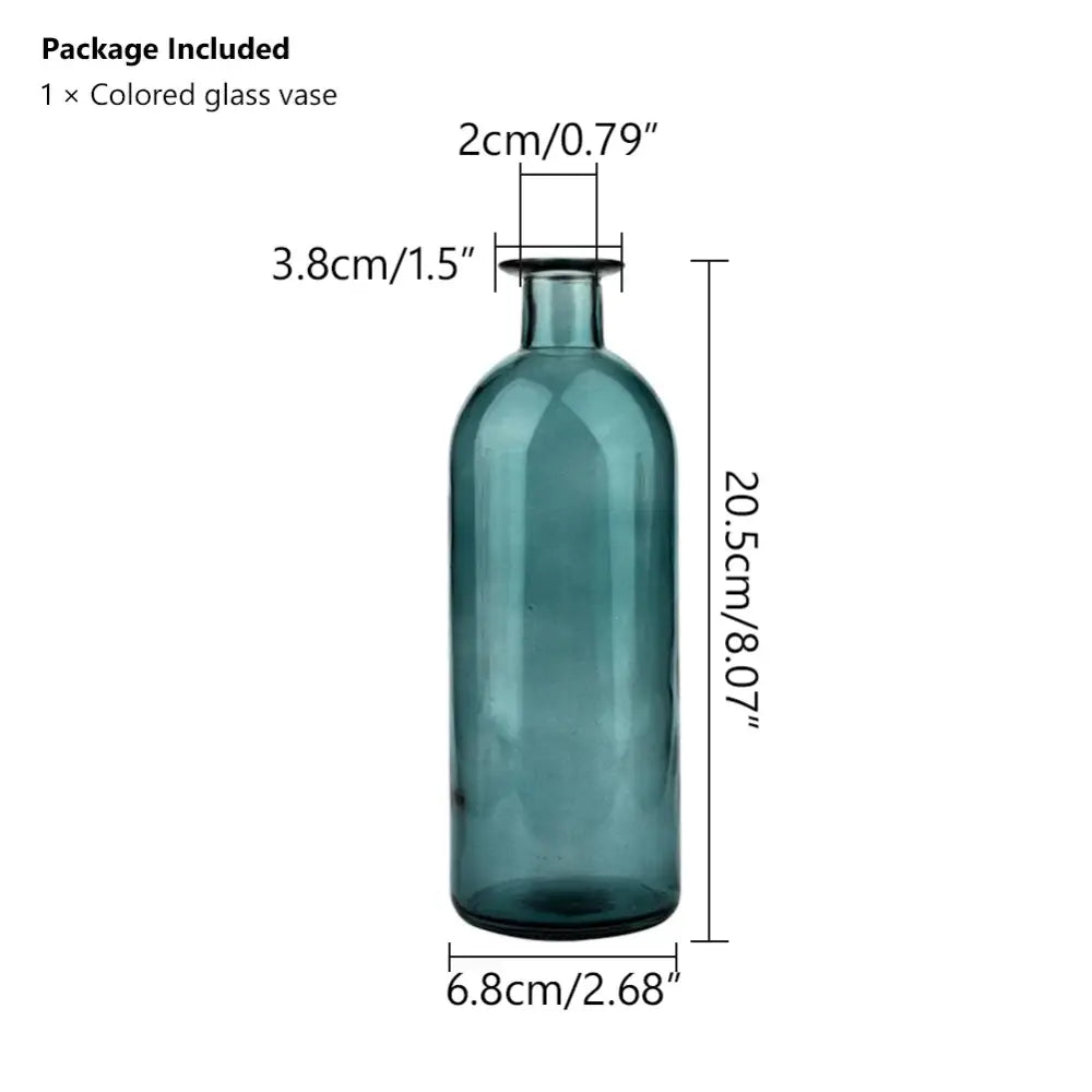 Decorbites™ multicolor european glass vase in teal with a 2cm opening, slender neck, rounded body, ideal flower pot