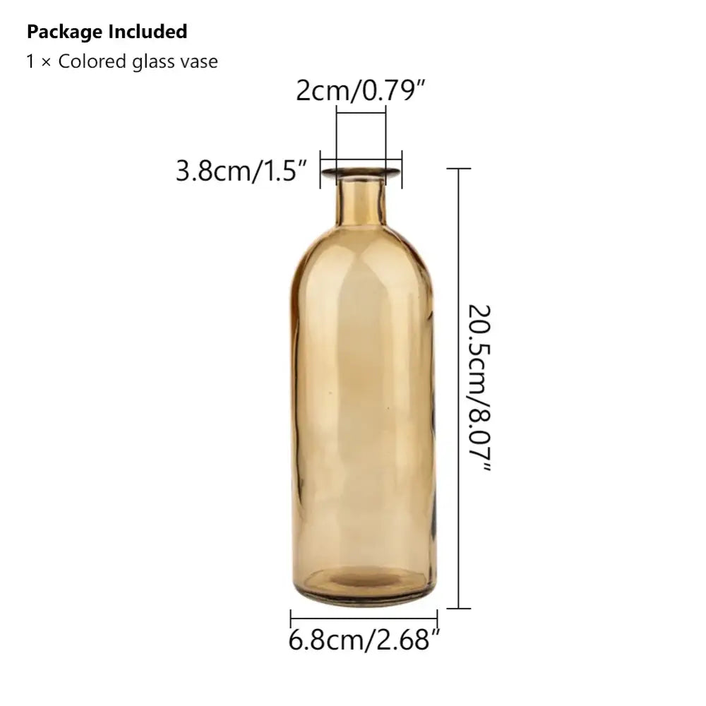 DecorBites™ multicolor european glass vase in amber with smooth rounded body narrow neck and 2cm opening flower pot