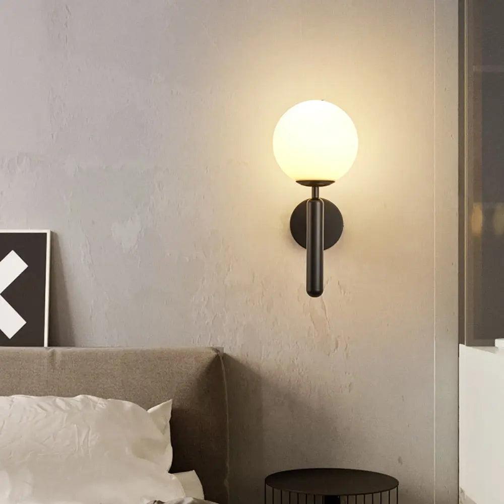 Mynte - Luxury Wall Sconce - Black with Milk Glass