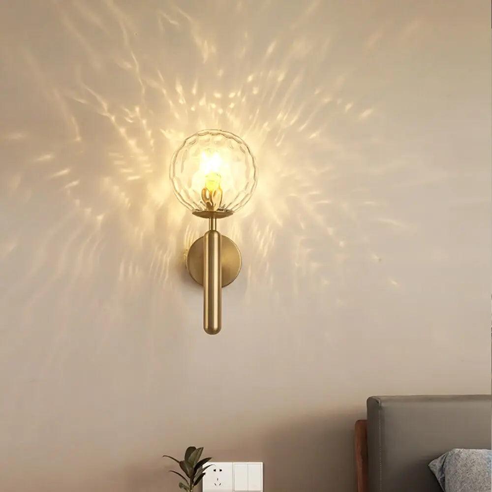 Mynte - Luxury Wall Sconce - Gold with Ripple Glass