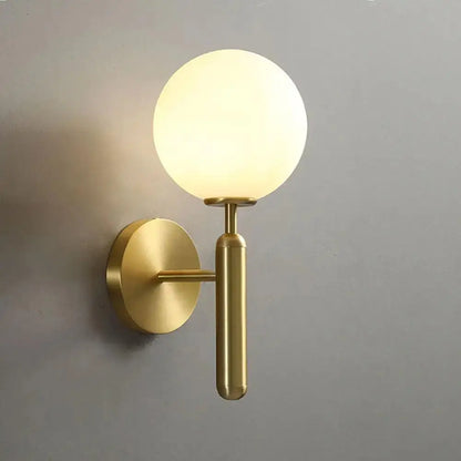 Gold-finished decorbites mynate wall sconce with frosted glass globe for luxury indoor lighting decor