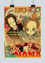 DecorBites™ NANA anime poster set features vibrant orange and red japan anime nana characters above a pink cake
