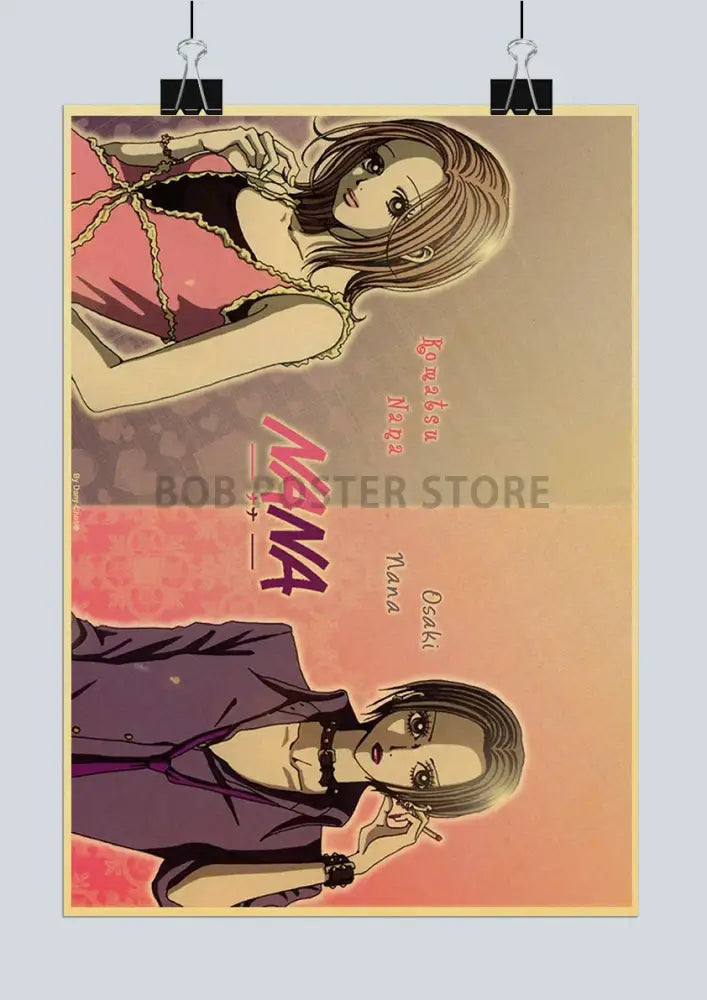 Vintage-style decorbites™ nana anime poster featuring warm-toned characters on retro kraft paper 2021 arrivals