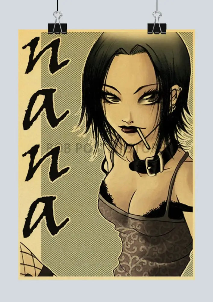 Vintage-style anime poster featuring a black-haired character with choker on retro kraft paper by decorbites™